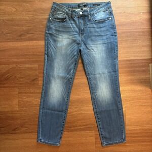 Judy Blue Mid Rise Relaxed Fit Cropped Distressed Denim Jeans Size 31